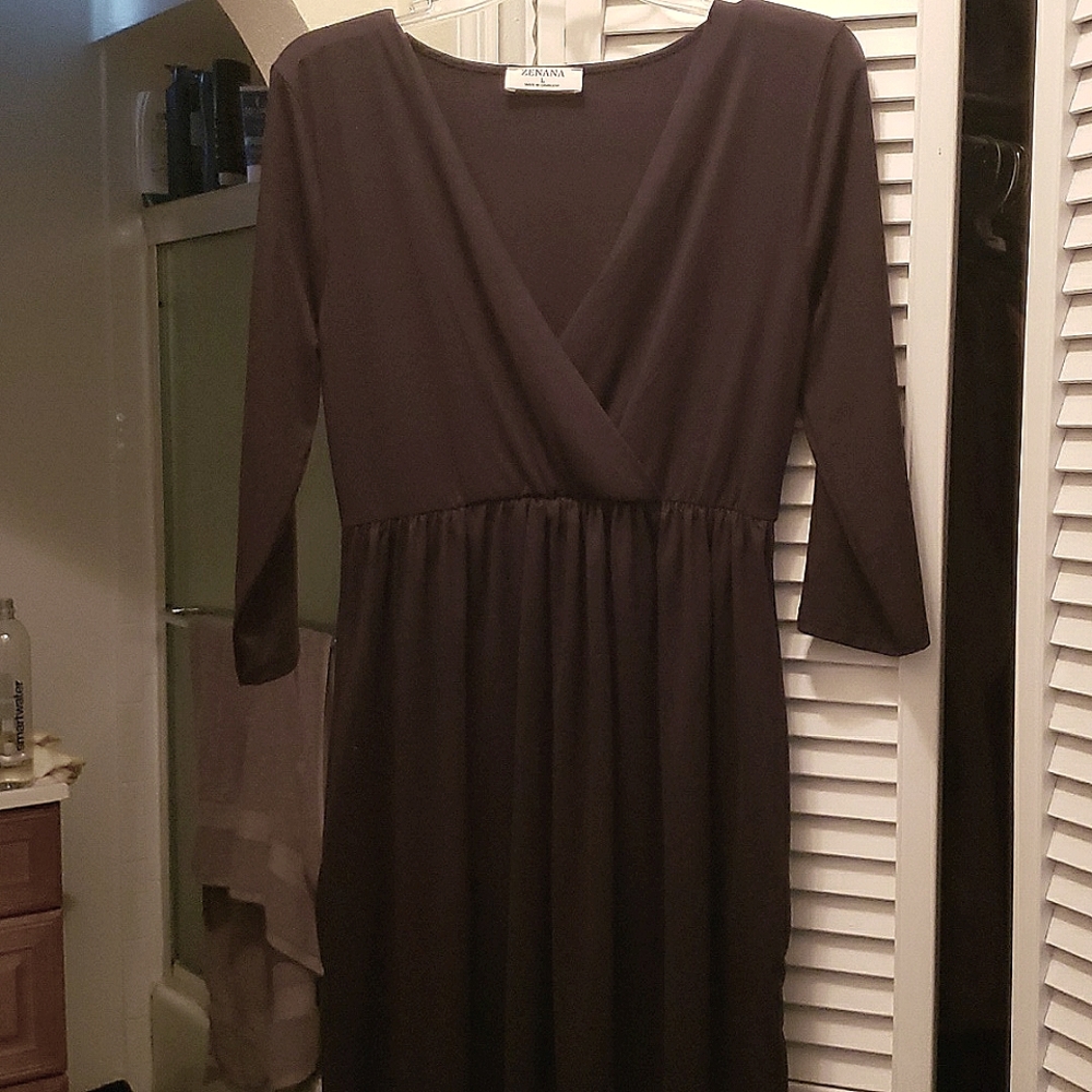 Zenana Black cross front mini dress size L